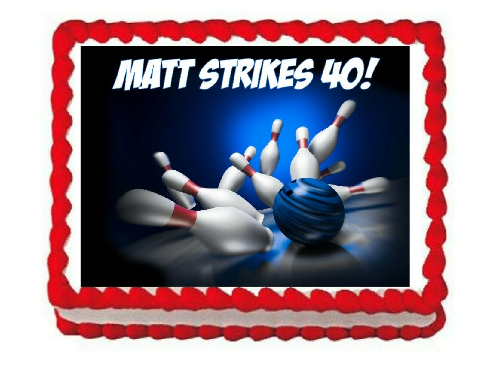 Bowling party edible cake image topper frosting sheet decoration Cake