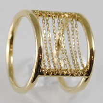18K YELLOW GOLD BAND RING WITH MULTI WIRES DIAMOND CUT CHAINS, MADE IN ITALY image 2