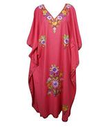 Mogul Interior Womens Caftan Dress Pink Bohemian Embroidered Kimono Reso... - £24.36 GBP