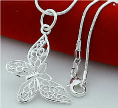 925 Sterling Silver 3D Butterfly Pendant Chain - FAST SHIPPING!!! - $11.99