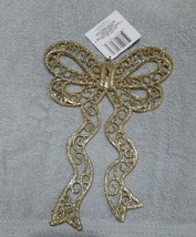 Christmas House Hanging Bow Decor Gold Glitter - $13.67