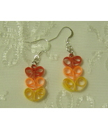 Handcrafted Paper Quill Triple Orange Hearts Earrings - £12.00 GBP