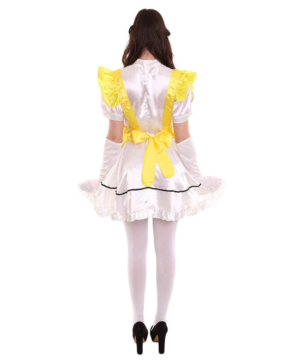 Adult Womens Anime Cosplay French Maid Fancy Uniform Costume Yellow