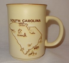 South Carolina Coffee Mug Cup 10 oz Map State History Tan - Damaged - $23.14