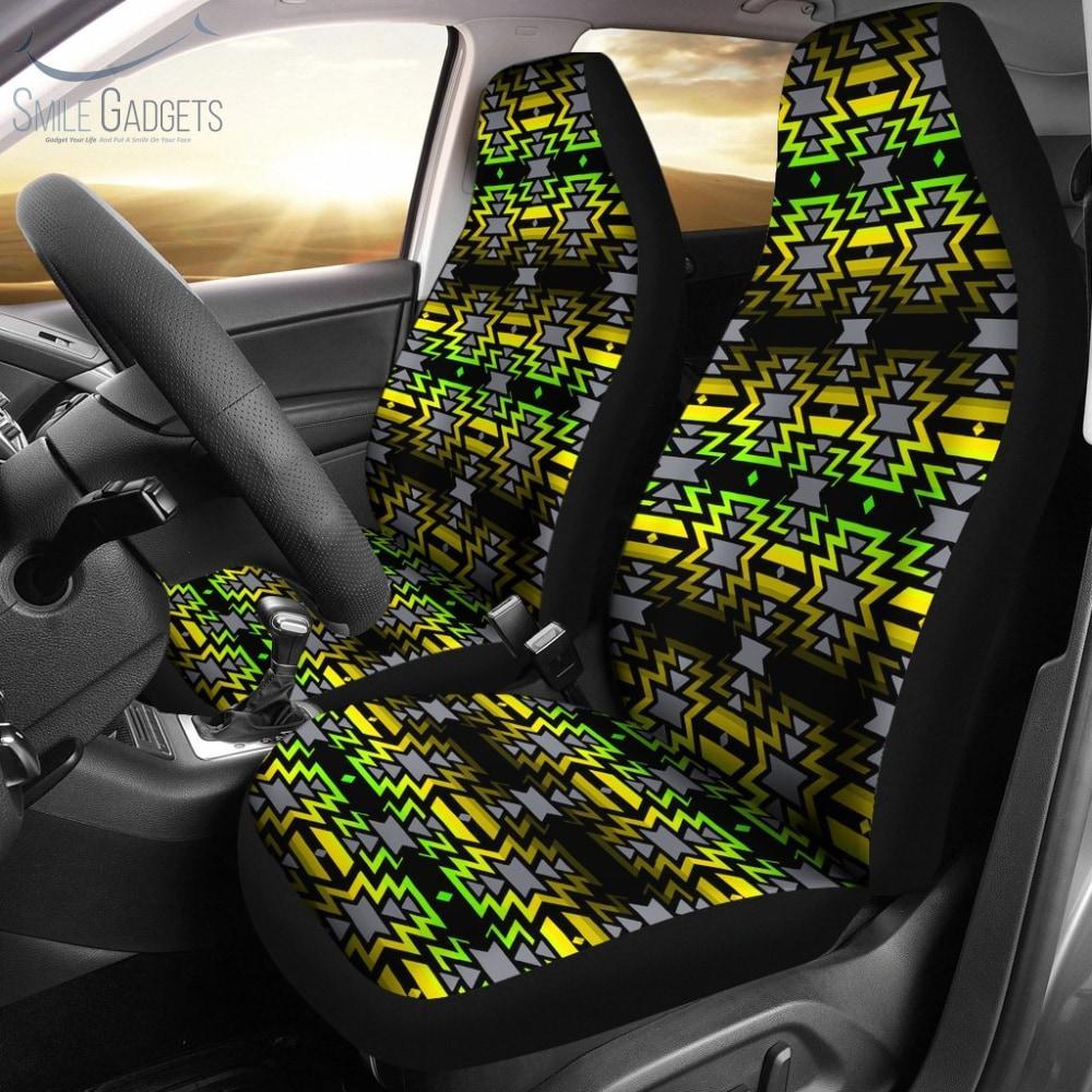 Black Fire Green and Yellow Car Seat Covers - Seat Covers