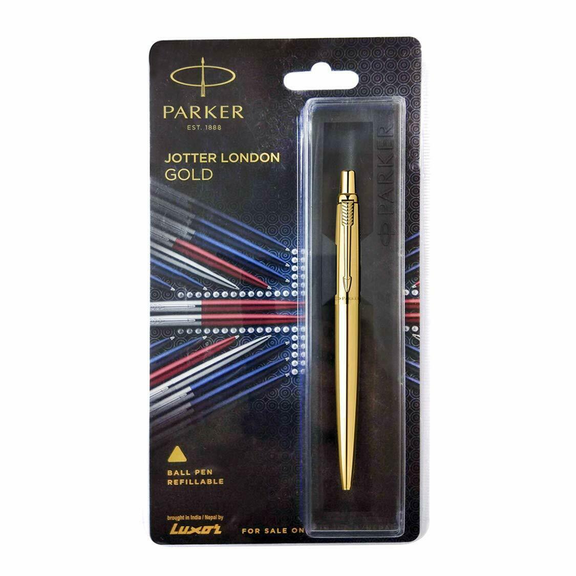 Brand New Sealed Parker Galaxy GT Gold Trim Ball Point Pen Blue Ink & Body 