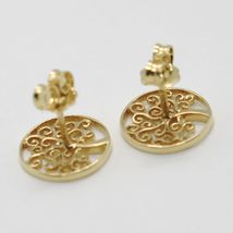 18K YELLOW GOLD EARRINGS WITH BEAUTIFUL WORKED TREE OF LIFE, MADE IN ITALY image 3