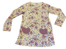 Girls LANDS END dress 14 Floral Purple Heart Pockets Long Sleeve T Shirt Dress - $14.00