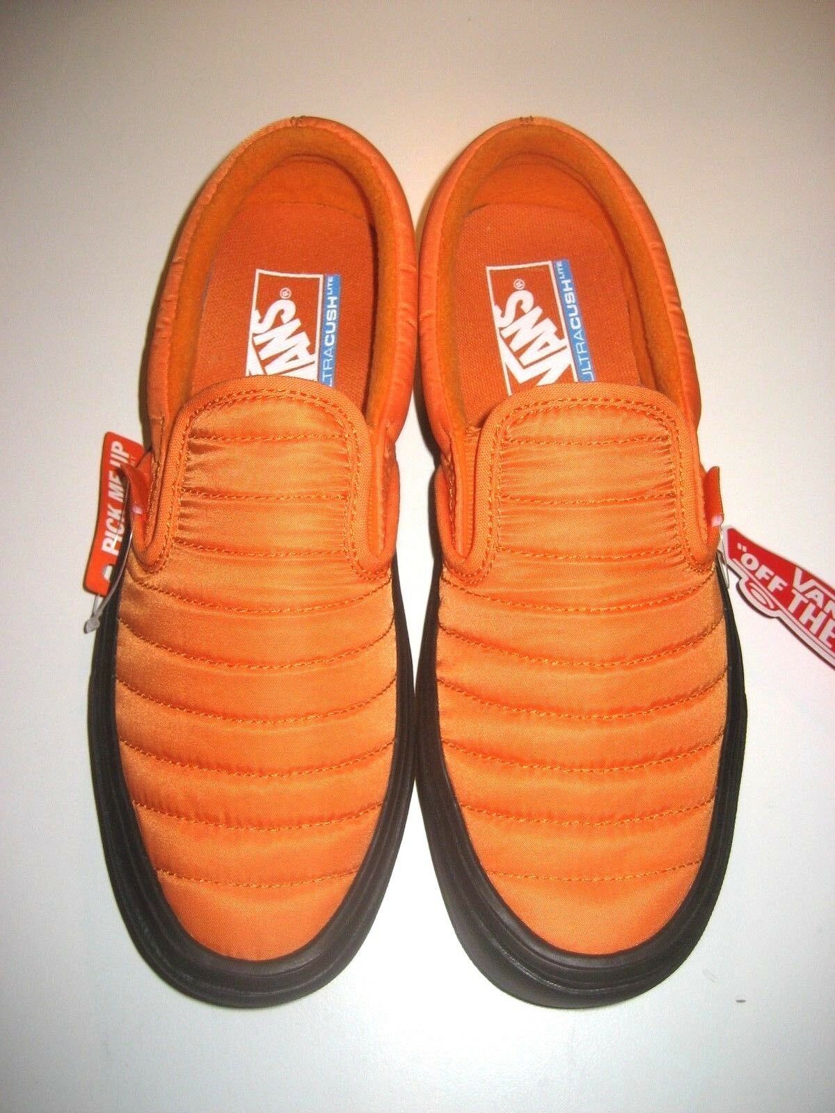 Vans Mens Slip On Lite Quilted Russet Orange Black Skate shoes Size 7.5