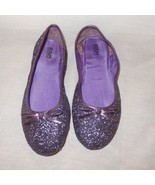 Ruum Purple Glitter Shoes Size 4 Medium Girls Slip On Ballet Flat - $12.99