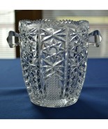 Crystal Ice Bucket w 2 Handles Star Button Cane - $19.80