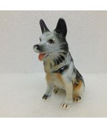 Vintage GERMAN SHEPARD Dog Figurine Sitting Position Porcelain 3 inch - $15.51