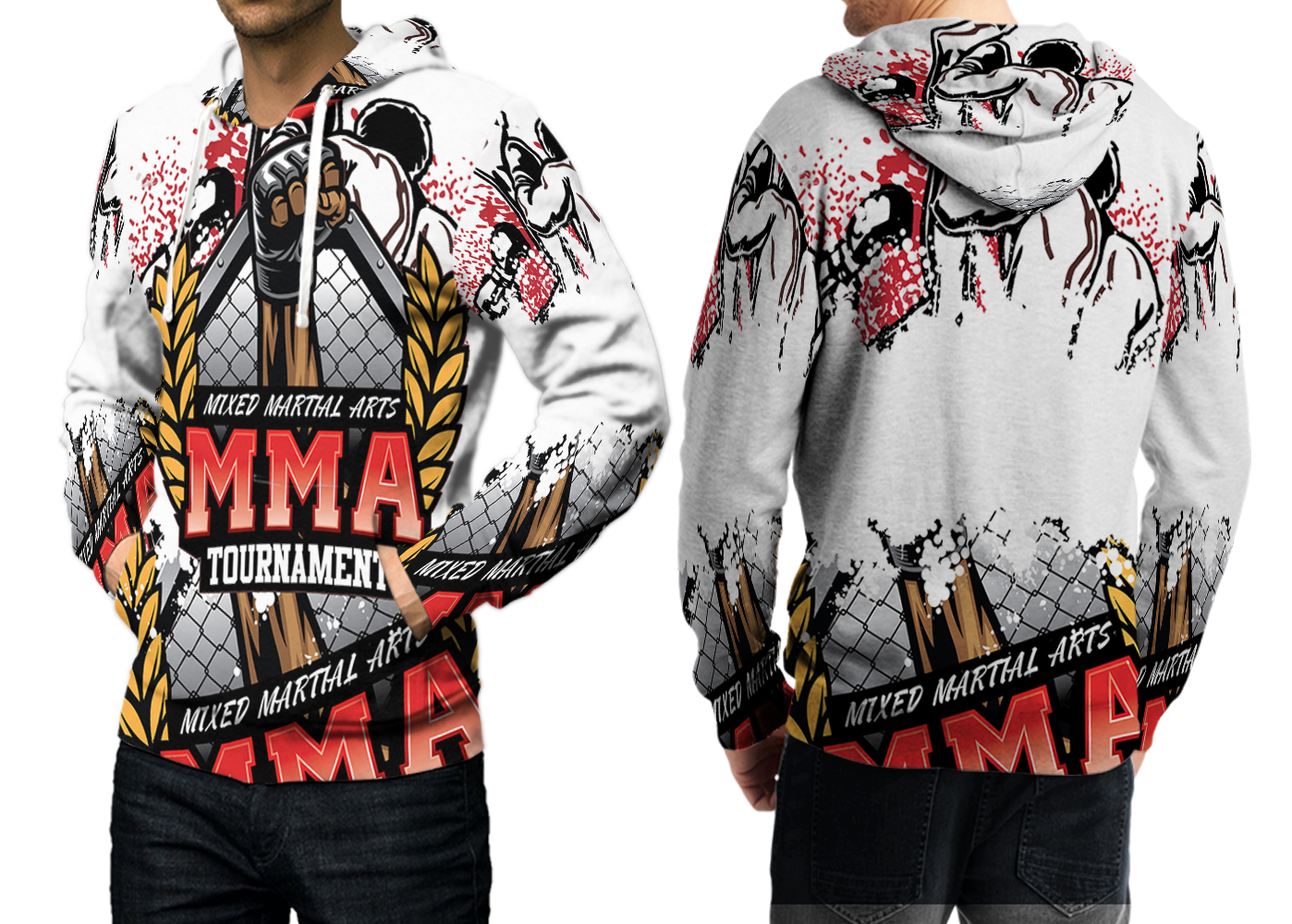 MMA Fighter Club Pullover Fullprint Hoodie For Men Hoodies & Sweatshirts