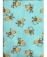 New A.E. Nathan Soft Comfy Prints Monkeys on Blue Flannel Fabric bt Half... - $3.96