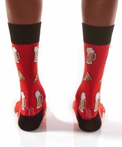 Yo Sox Men's Crew Socks Premium Blend Beer Pizza Night - Fits Size 7-12 - Cotton image 5