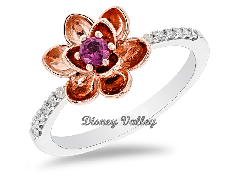 Enchanted Disney Mulan Ring Rhodolite & Gemstone Rhodium & 925 sterling