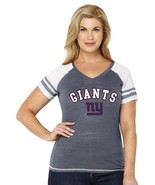  NFL Womens Curvy V-Neck Tee Striped Sleeves - Plus Sizes 1X-3X *Most Te... - $11.66