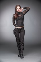 NWT Women&#39;s Black Gothic Punk Pants Industrial Strap Buckled Trousers - $76.77