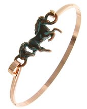 Galloping Horse Bangle Bracelet Adult NEW Copper Tone - $7.99
