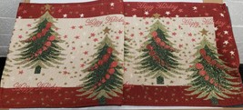 X-LONG 13"x72"TAPESTRY Table Runner,Winter Christmas Trees,Happy Holidays,Dainty - $17.81