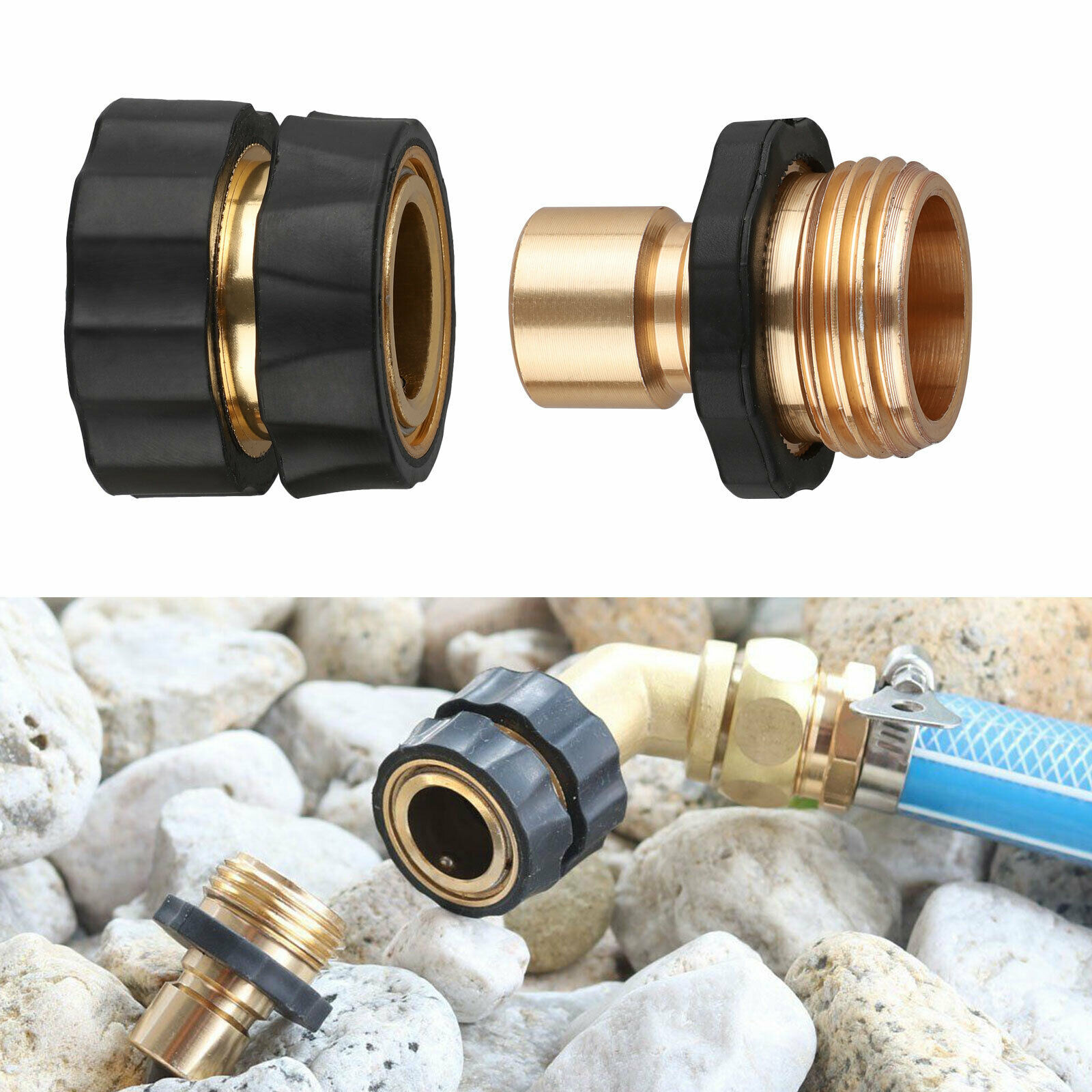 4 Pairs Universal Garden Hose Quick Connect Set Brass Hose Tap Adapter