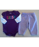 Girl&#39;s Size 6 M Month 2 Pc Purple Glitter &quot;SASSY&quot; L/S Circo Top &amp; Hanes ... - $12.00