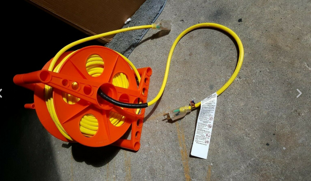 Extension Cord Reel Wheel Portable Roll Up Heavy Duty Storage With