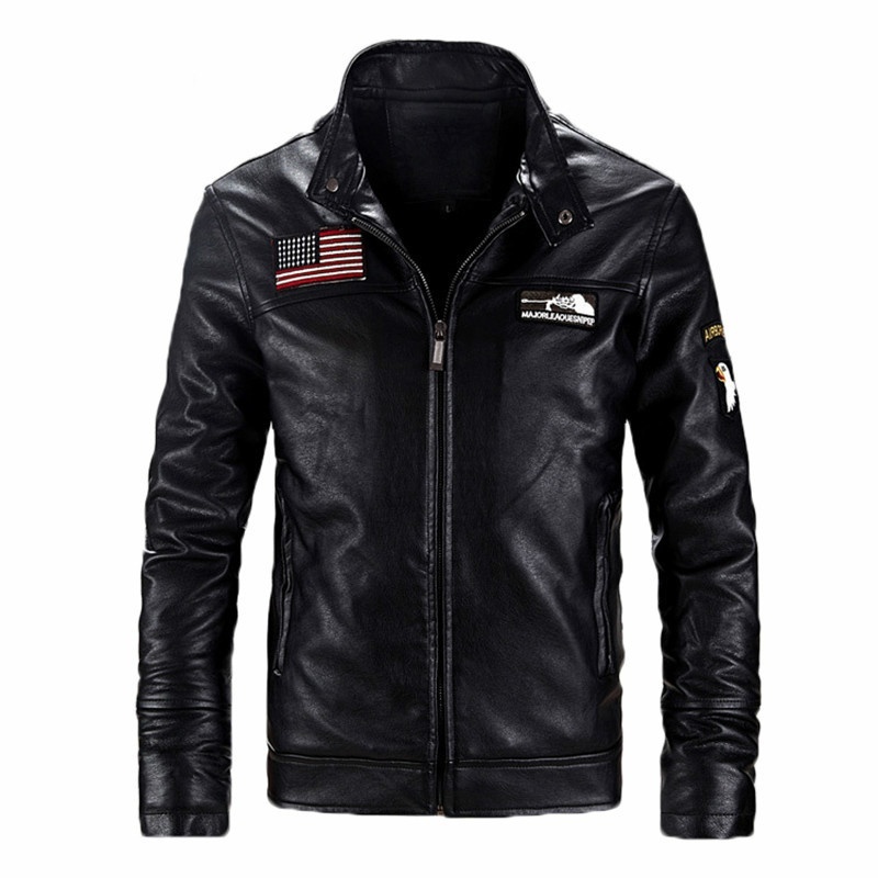 2021 new fashion Men's Fashion Coats and Jackets Black Faux Leather Jacket Motoc