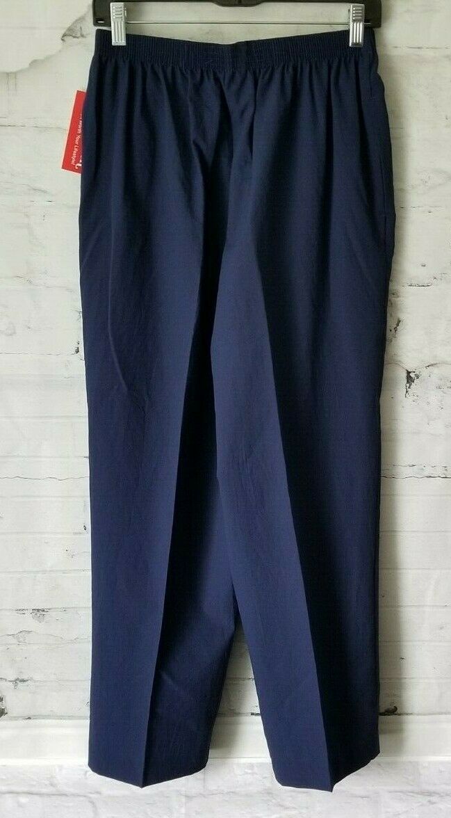 BonWorth Women's Navy Blue Stretchable Waist Pants Size Medium Petite ...