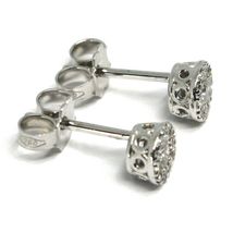 18K WHITE GOLD EARRINGS, CENTRAL AND FRAME DIAMONDS, FLOWER, 0.26 CARATS image 3