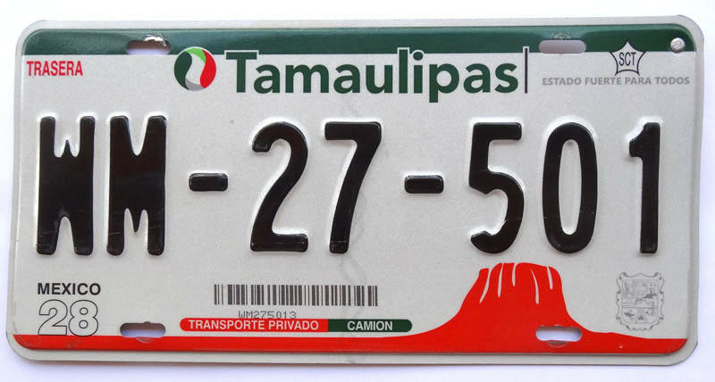 Tamaulipas Expired Mexico Car Auto License Plate 27-501 - Other