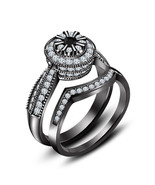 Black &amp; White Diamond Engagement Wedding Band Bridal Ring Set 14K Black ... - $109.21