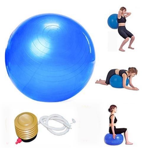 Yoga Fitness Pilates blue Ball & Stability Base for Home Gym & Office - Resistan