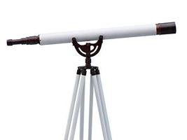 Floor Standing Bronzed With White Leather Telescope Anchormaster Telescope 65"