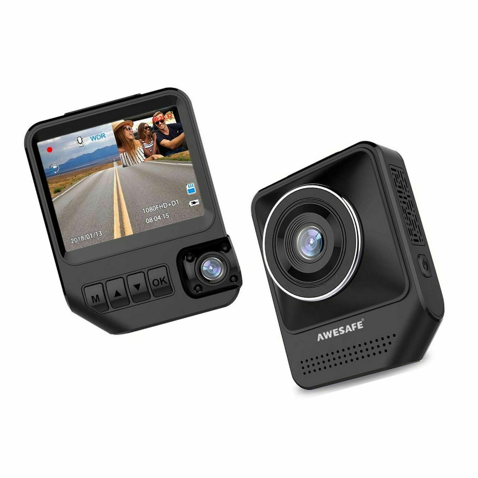 Dual Dash Cam for Cars 1080P Front and Rear Inside Cameras AWESAFE 2.31