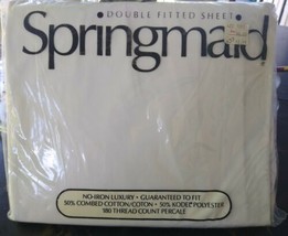 Vintage No-Iron Luxury By Springmaid Double Fitted Sheet White  NEW - $14.00