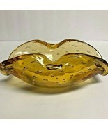 Vintage Murano Italy Bullicante Amber Controlled Bubble Dish Ashtray - $27.10