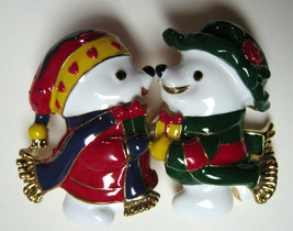 Christmas snow bear couple brooch - $15.72