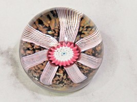 Murano Glass Paperweight Latticino Ribbon Aventurine Millefiori Pink Flo... - $74.25