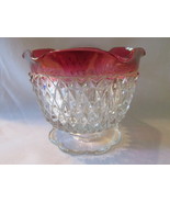 Vintage Indiana Glass Diamond Point Ruby Flash Footed Candle Holder - $10.99