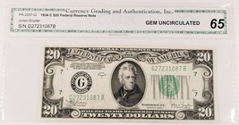 1934-C $20 Federal Reserve Note in Gem Uncirculated Condition FR #2057-G - $148.49