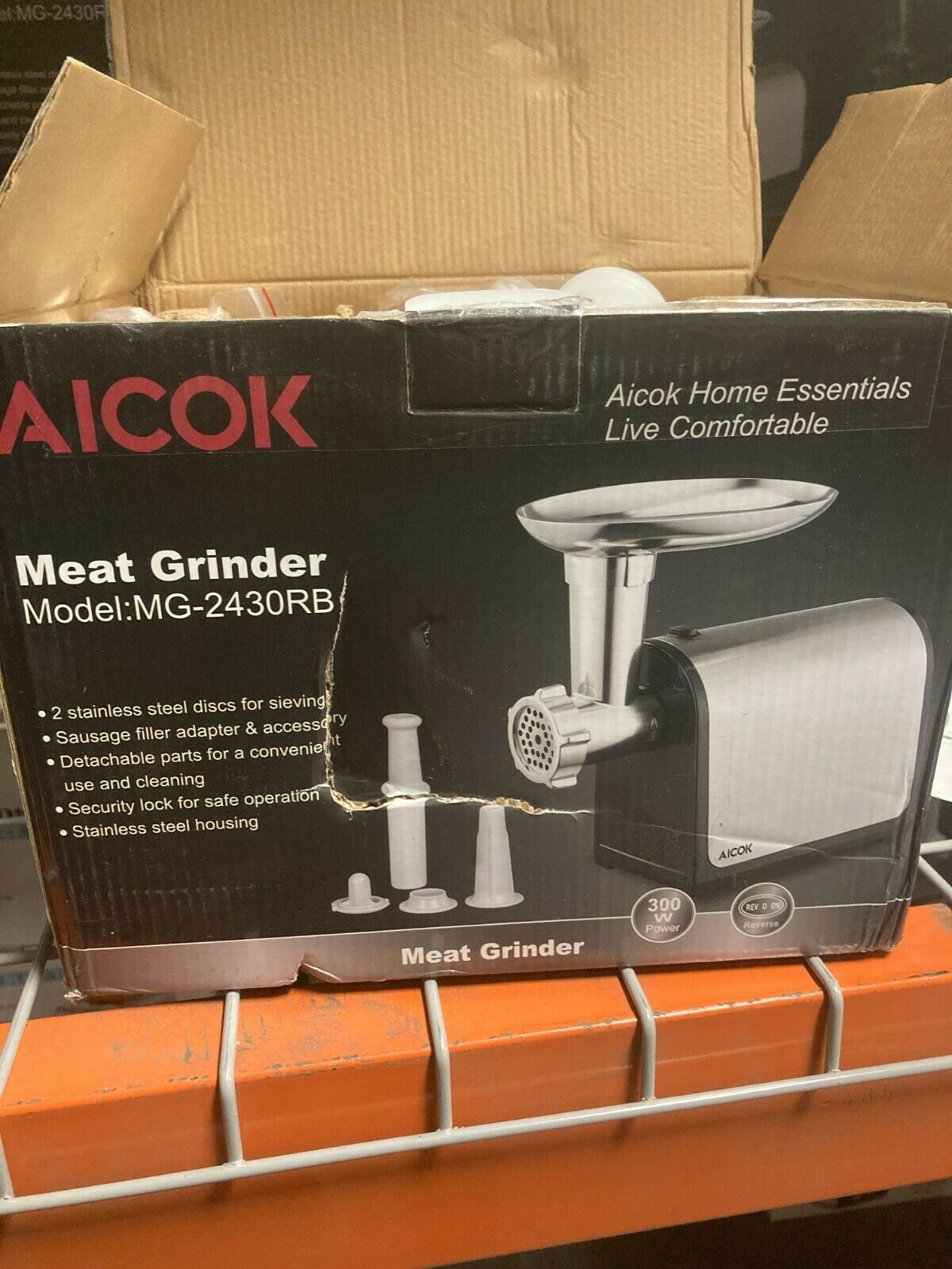 AICOK Electric Meat Grinder 2-IN-1 Meat Mincer & Sausage Stuffer MG2430RB
