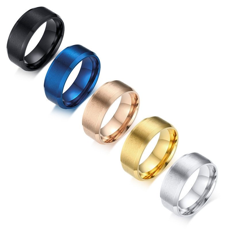 Men Casual Titanium Steel Rings Size 5-14 Women Children Simple Rings 5 Colors 1