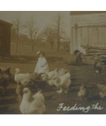 RPPC Little Girl Feeding the Hens Antique AZO  - $6.13