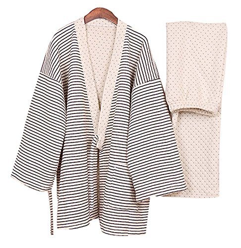 Panda Legends Double-Sided Printing Men's Cotton Kimono Pajamas Suit Thick Warm