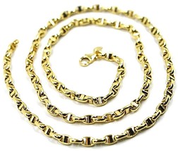 9K YELLOW GOLD NAUTICAL MARINER CHAIN OVALS 3.5 MM THICKNESS, 20 INCHES, 50 CM image 1