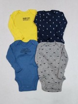 Carter's 4 Pack Bodysuits For Boys Newborn 3 6 or 9 Months Mustache Lightning  - $18.00