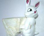  Bunny with Cart 1980's Ceramic Hobbyist Hand Painted Rabbit Candy Dish Planter