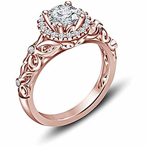 Elegant Touch Halo Solitaire Engagement Rings for Women Sterling Silver 14K Ring