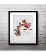 Abu &amp; Iago, Aladdin Disney Art Print Printable Watercolor poster painting  - $2.80